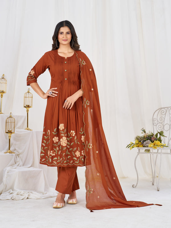 Anarkali Kurti Pant Dupatta Set