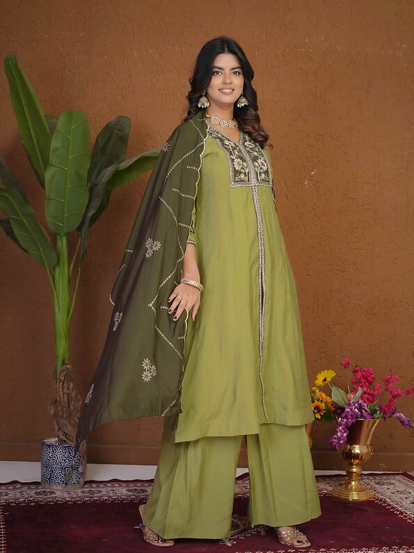 Anarkali Kurti Palazzo Dupatta Set