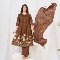 Anarkali Kurti Pant Dupatta Set