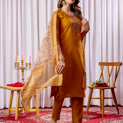 Elegant Straight Kurti Pant Dupatta Set
