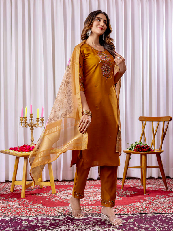 Elegant Straight Kurti Pant Dupatta Set