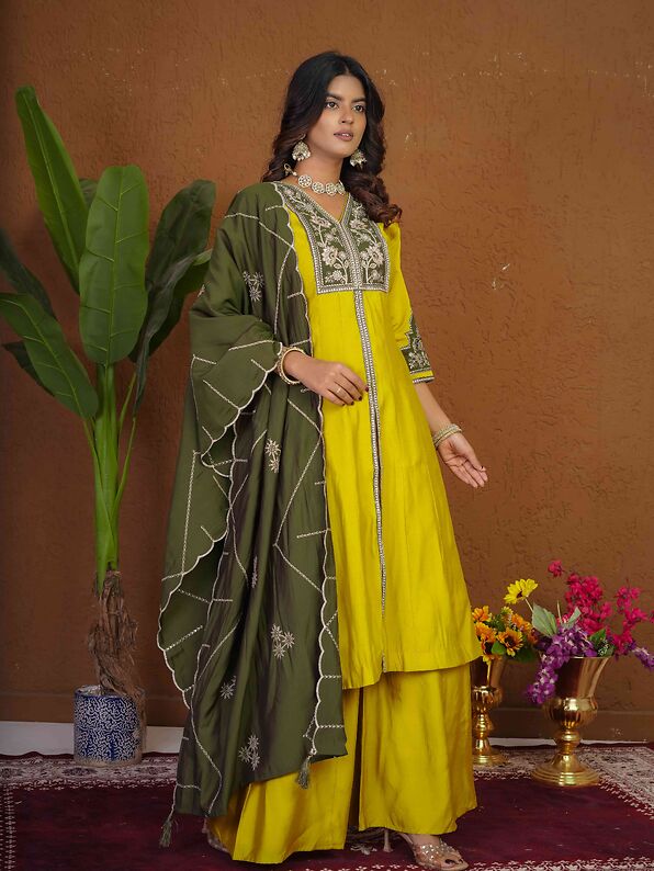 Anarkali Kurti Palazzo Dupatta Set