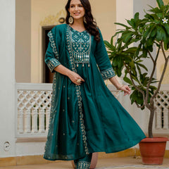 Anarkali Kurti Pant Dupatta Set