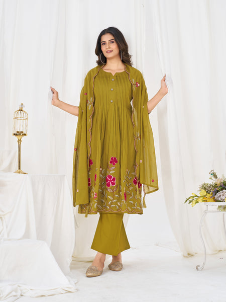 Anarkali Kurti Pant Dupatta Set