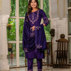 Elegant Straight Kurti Pant Dupatta Set