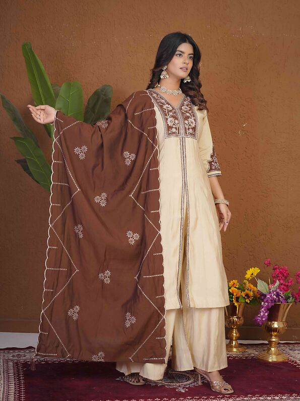 Anarkali Kurti Palazzo Dupatta Set
