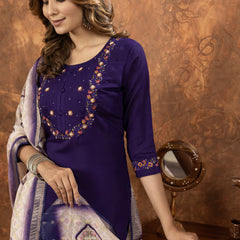Elegant Straight Kurti Pant Dupatta Set