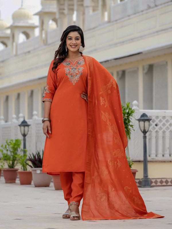 Elegant Straight Kurti Pant Dupatta Set
