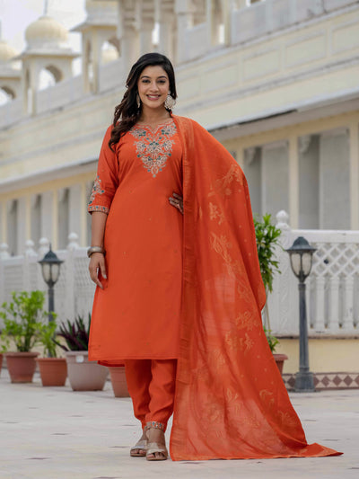 Elegant Straight Kurti Pant Dupatta Set