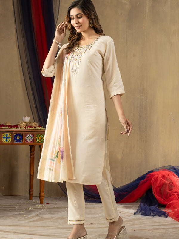 Elegant Straight Kurti Pant Dupatta Set