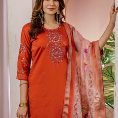 Elegant Straight Kurti Pant Dupatta Set