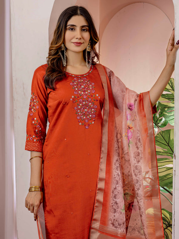 Elegant Straight Kurti Pant Dupatta Set