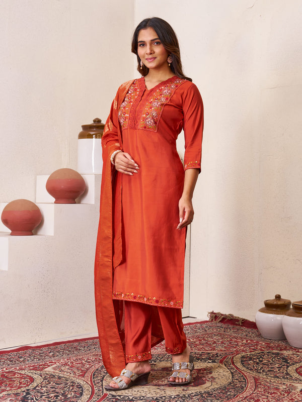 Elegant Straight Kurti Pant Dupatta Set