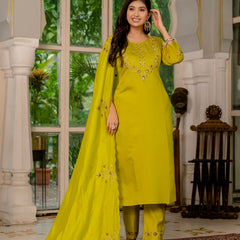 Elegant Straight Kurti Pant Dupatta Set