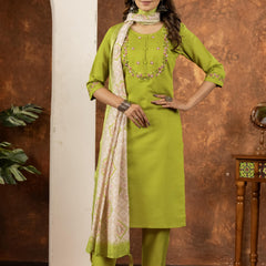 Elegant Straight Kurti Pant Dupatta Set