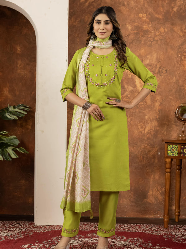 Elegant Straight Kurti Pant Dupatta Set
