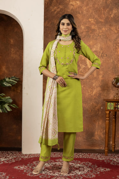 Elegant Straight Kurti Pant Dupatta Set
