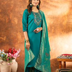 Elegant Straight Kurti Pant Dupatta Set