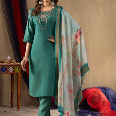 Elegant Straight Kurti Pant Dupatta Set