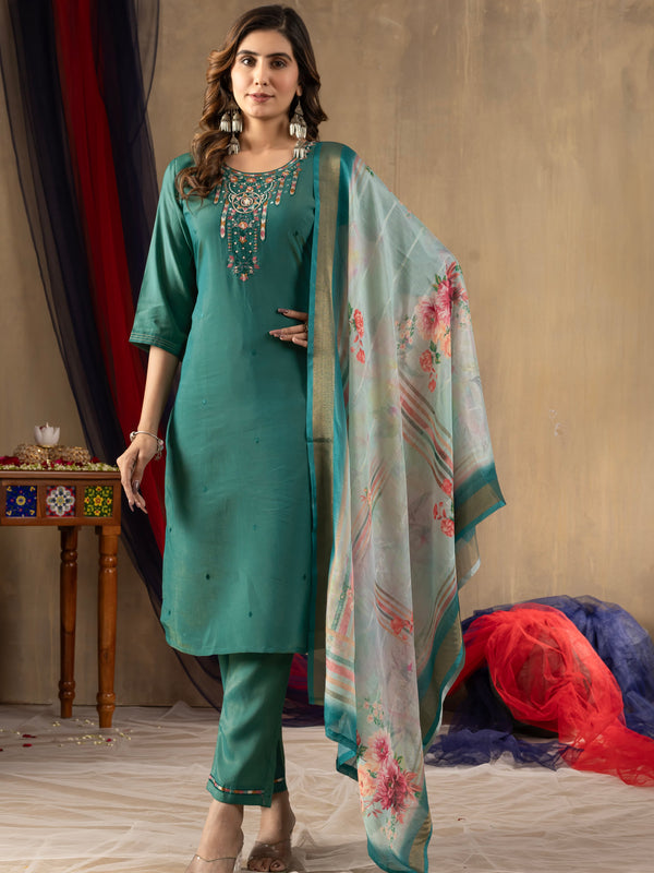 Elegant Straight Kurti Pant Dupatta Set