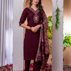 Elegant Straight Kurti Pant Dupatta Set