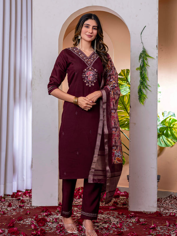Elegant Straight Kurti Pant Dupatta Set