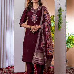 Elegant Straight Kurti Pant Dupatta Set