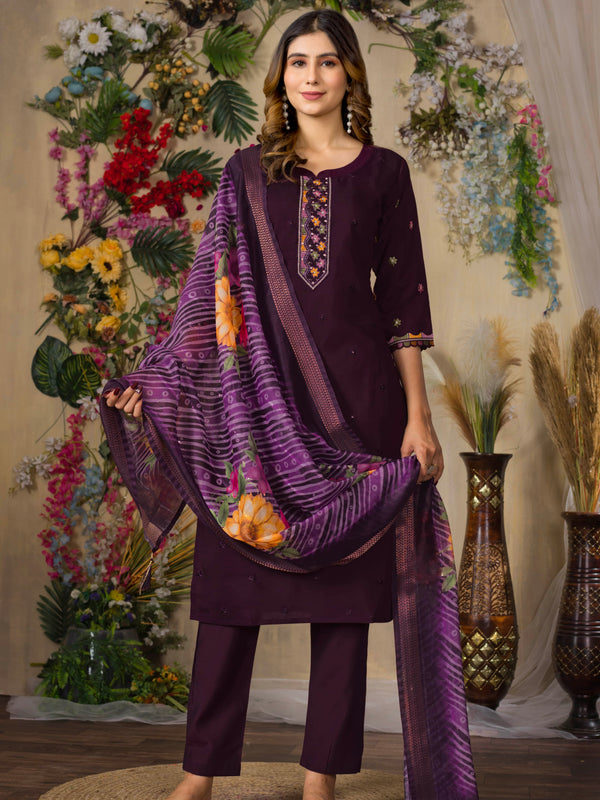 Elegant Straight Kurti Pant Dupatta Set