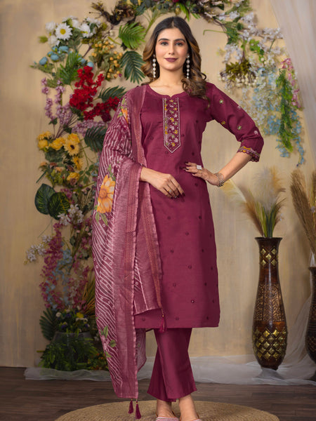 Elegant Straight Kurti Pant Dupatta Set