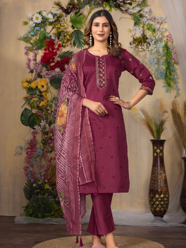 Elegant Straight Kurti Pant Dupatta Set