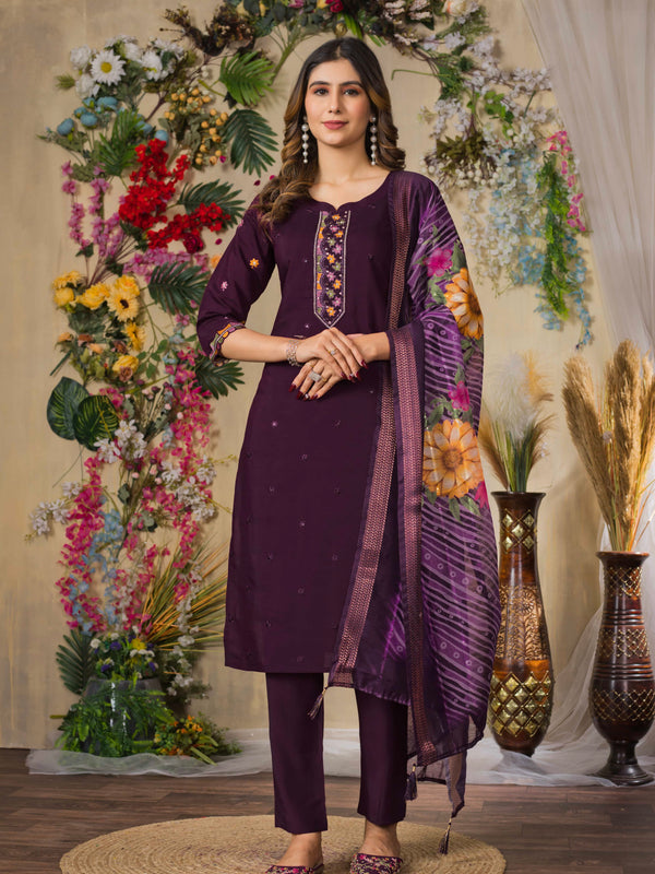 Elegant Straight Kurti Pant Dupatta Set