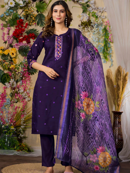 Elegant Straight Kurti Pant Dupatta Set