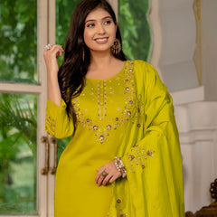 Elegant Straight Kurti Pant Dupatta Set