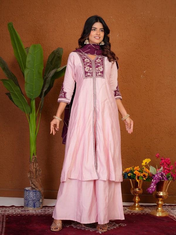Anarkali Kurti Palazzo Dupatta Set