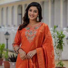 Elegant Straight Kurti Pant Dupatta Set