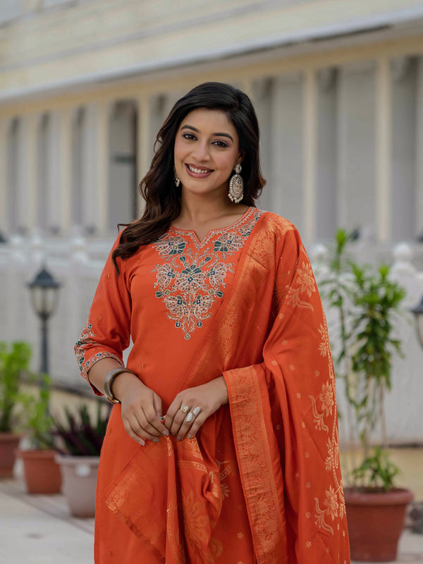 Elegant Straight Kurti Pant Dupatta Set