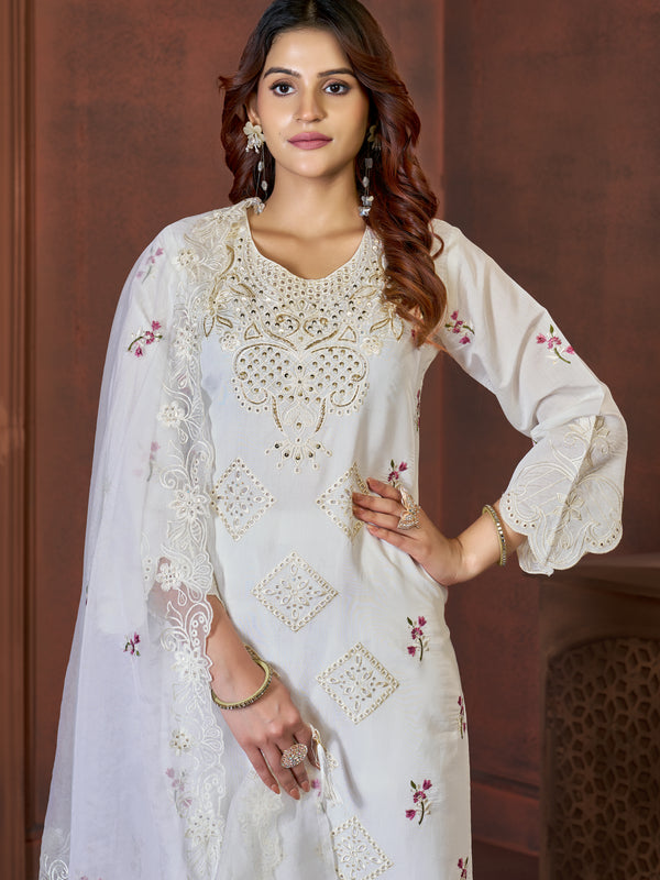 Elegant Straight Kurti Pant Dupatta Set