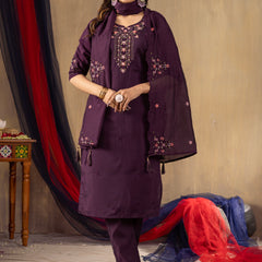 Elegant Straight Kurti Pant Dupatta Set