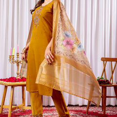 Elegant Straight Kurti Pant Dupatta Set