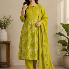 Elegant Straight Kurti Pant Dupatta Set