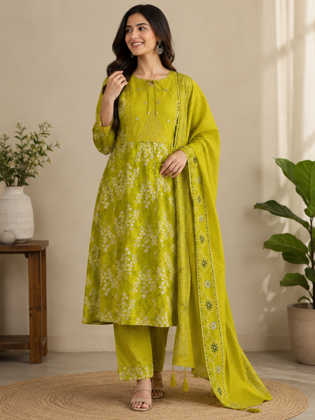 Elegant Straight Kurti Pant Dupatta Set