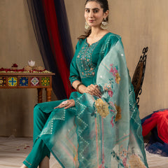 Elegant Straight Kurti Pant Dupatta Set