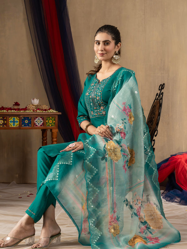 Elegant Straight Kurti Pant Dupatta Set