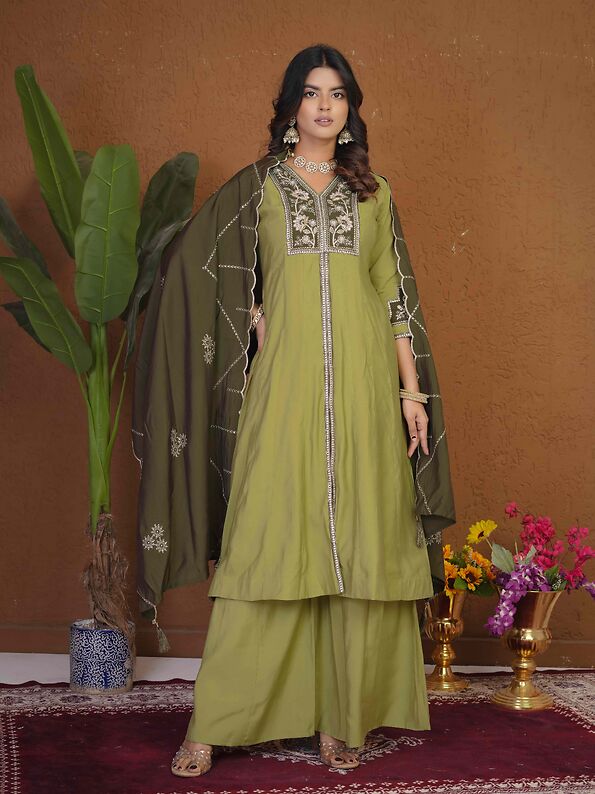 Anarkali Kurti Palazzo Dupatta Set