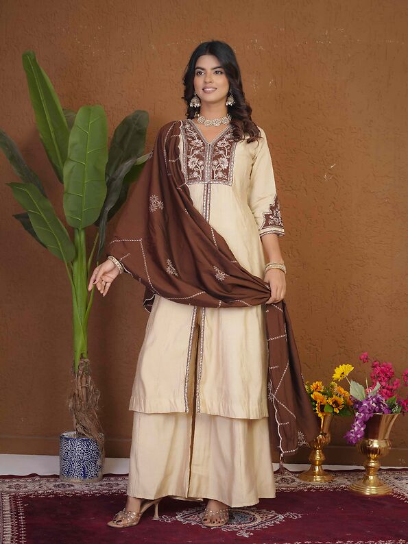 Anarkali Kurti Palazzo Dupatta Set