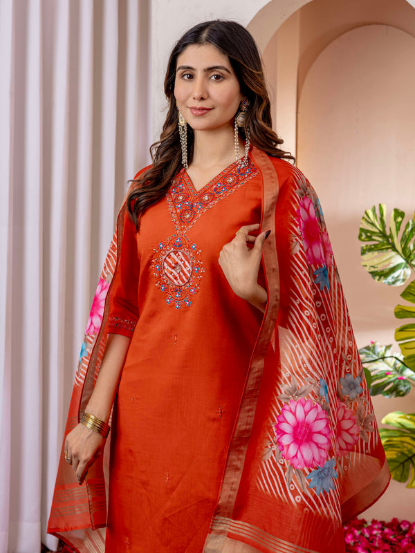 Elegant Straight Kurti Pant Dupatta Set