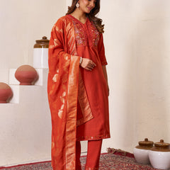 Elegant Straight Kurti Pant Dupatta Set