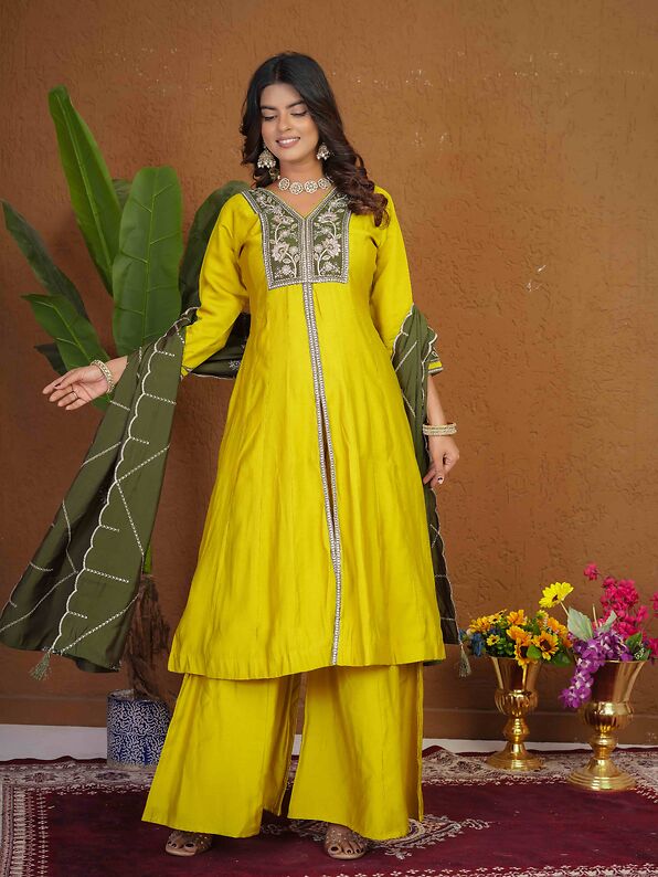 Anarkali Kurti Palazzo Dupatta Set