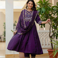 Anarkali Kurti Pant Dupatta Set