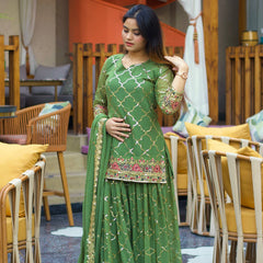Heavy Chinnon Silk Sharara Palazzo Suit Set